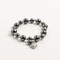 Earth's Jewels Semi-Precious Hematite Natural Grey Round Bracelet, Rhombus Charm